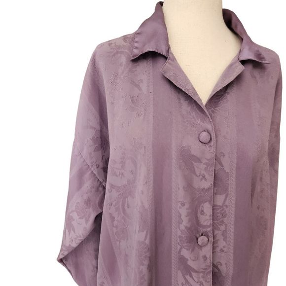 VICTORIA'S Secret Gold Label Vintage Grey Jacquard Night Shirt Medium/Large - Picture 2 of 7